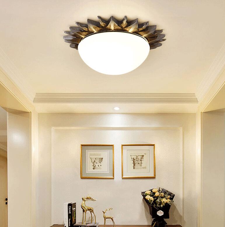 Vintage Glass Sun Bowl Flush Mount Ceiling Light - 1/3-Light Design, Mid-Century Style Lighting, Retro Home Décor, Modern Elegance, Easy Installation, Warm Ambiance.