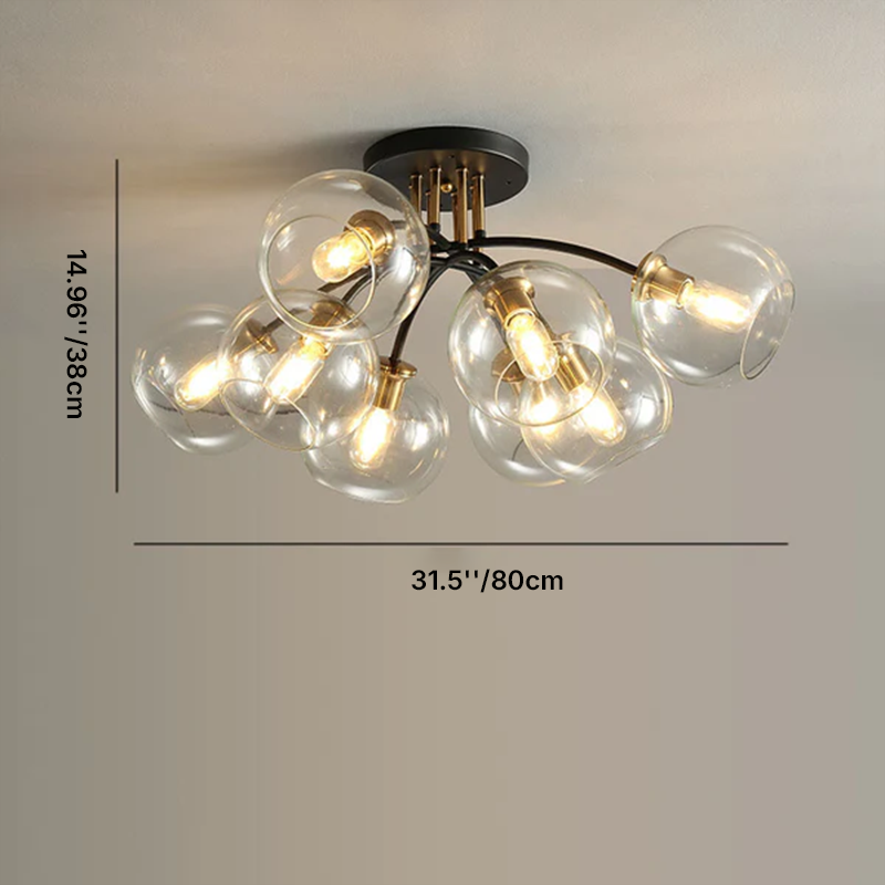 Modern Luxury Iron Glass Magic Bean Semi-Flush Mount Ceiling Light - 4/6/8 Lights for Bedroom