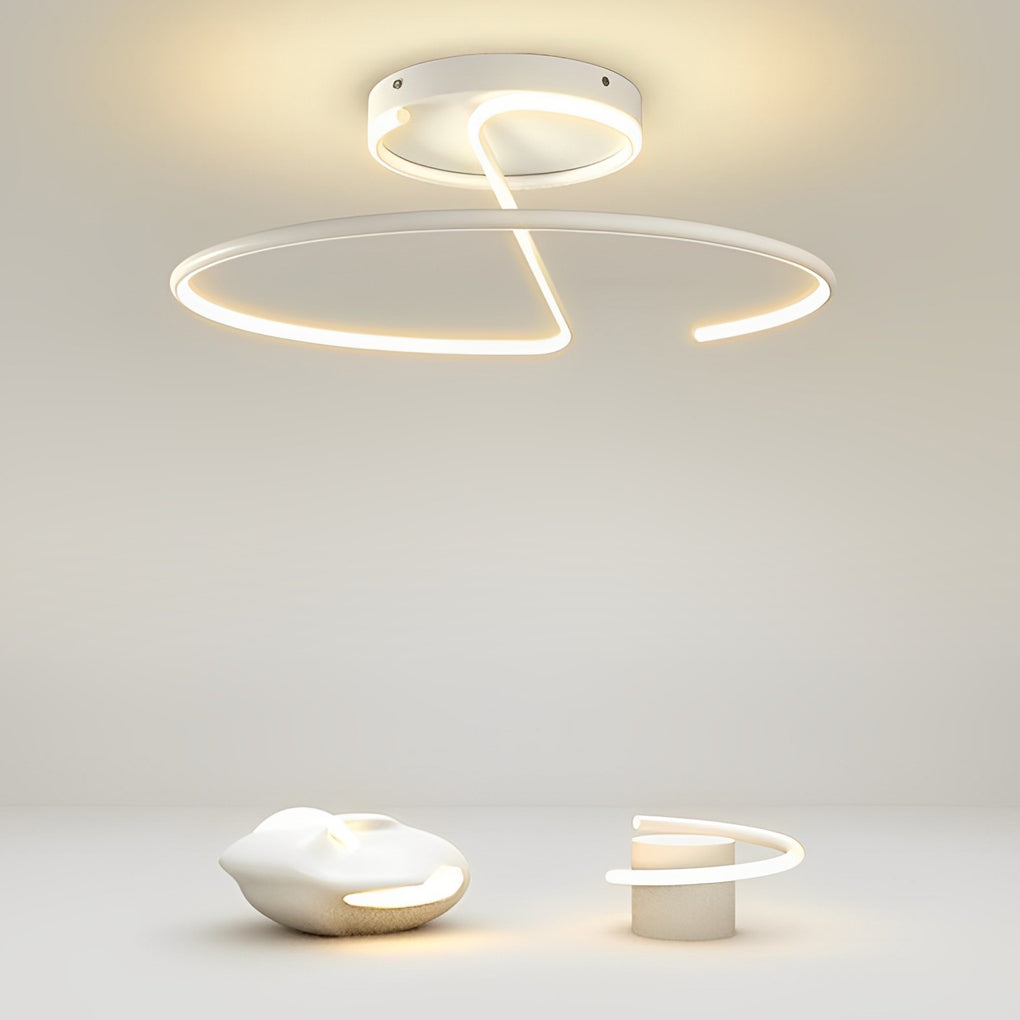 16" Sleek Wire Circular Modern LED Semi Flush Mount Ceiling Light