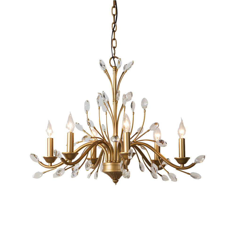 Gold Chandelier Crystal Ceiling Light - Elegant Branch Design