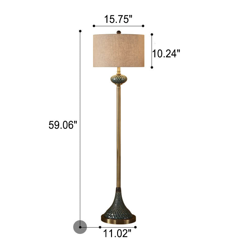 European Light Luxury Floor Lamp with Ceramic Hardware - 1-Light Design Fabric Shade