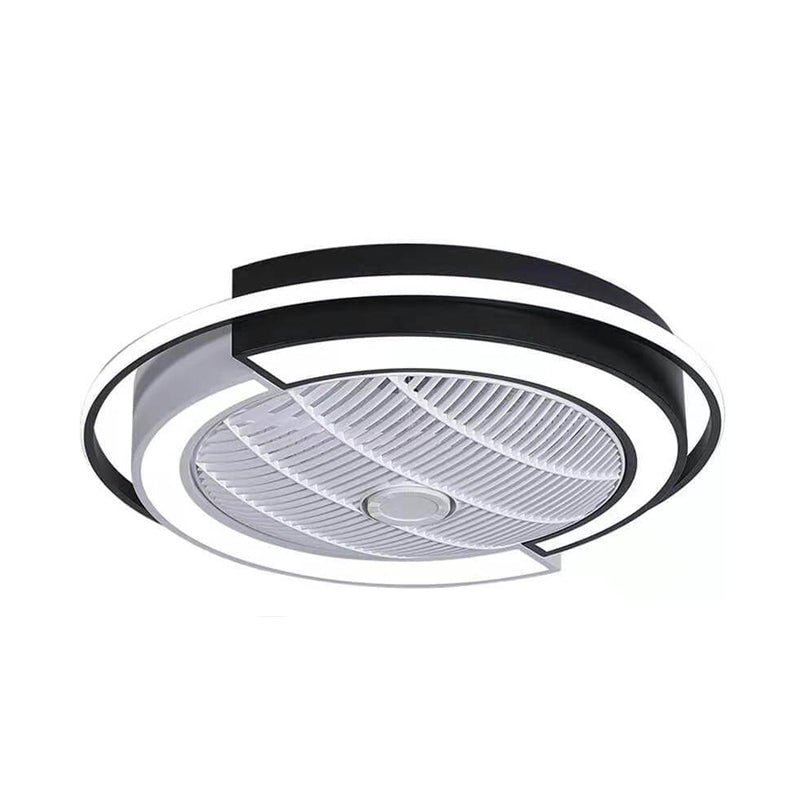 Modern Round LED Semi-Flush Mount Ceiling Fan Light