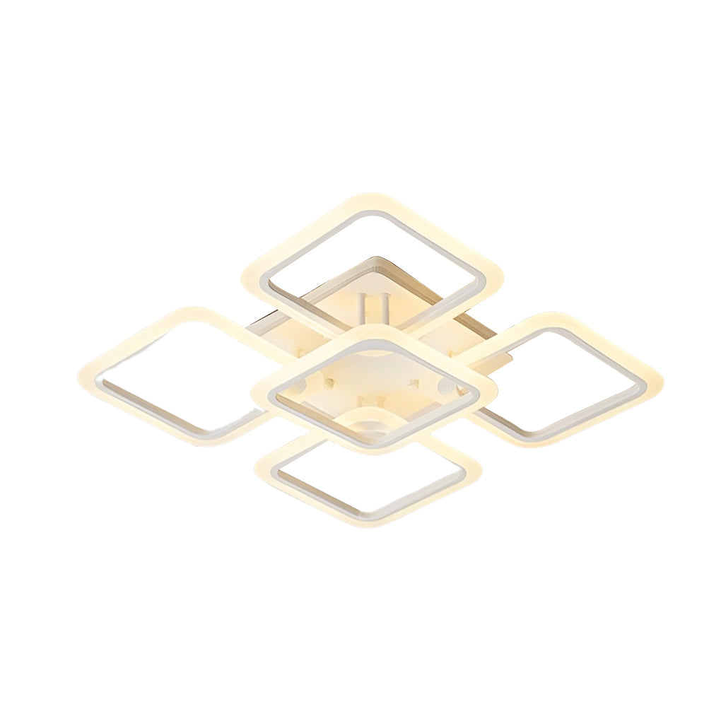Square Modern Ceiling Light Fixture - Stepless Dimming Remote Control, Energy Efficient, Stylish Design