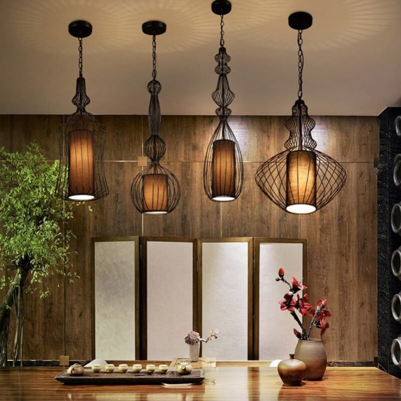 Industrial Retro Metal Birdcage Lantern Light Pendant