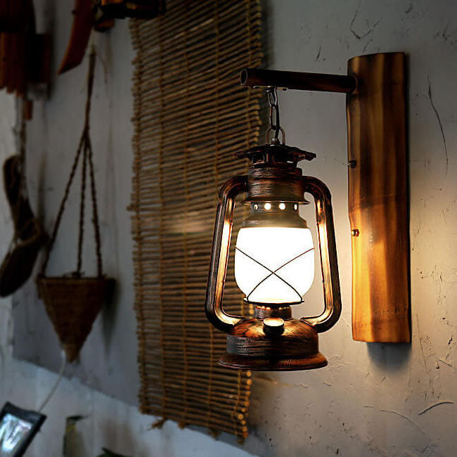 Vintage Horse Lantern Wall Sconce - 1-Light Iron Lamp, Rustic Home Decor, Equestrian Lighting, Antique-Style Indoor Fixture