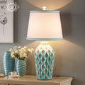 Modern Fabric Ice Cracked Ceramic Table Lamp - 1-Light Design, Elegant Home Lighting, Contemporary Accent Lamp