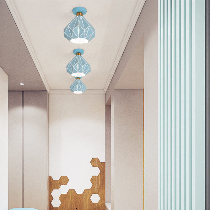 Modern Macaron 1-Light Diamond Dome Semi-Flush Mount Ceiling Light