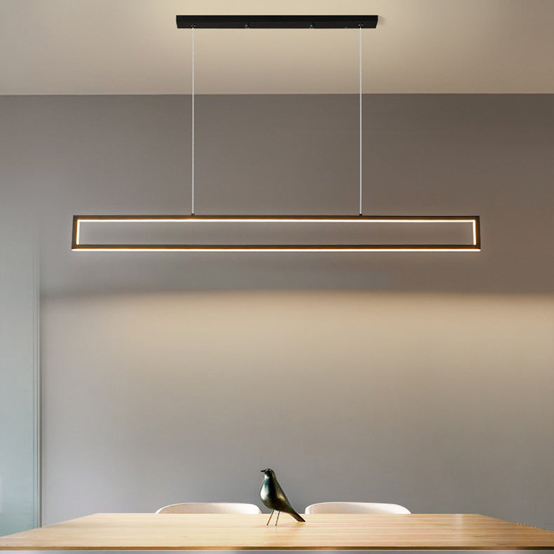 Modern Minimalist Long LED Chandelier – Sleek Lighting Fixture for Dining Room & Living Space