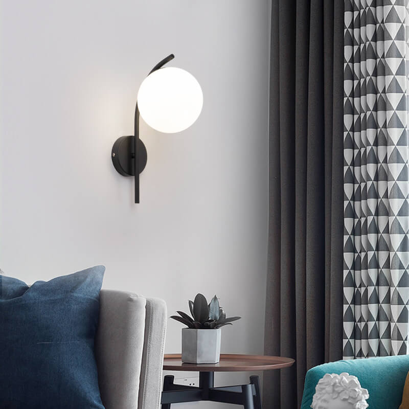 Nordic Arc Glass Globe Wall Sconce Lamp - Modern Lighting Fixture for Home Decor, Adjustable Wall Mount, Stylish Indoor Lighting, Scandinavian Design
