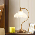 Vintage Copper Glass Petal Shade 1-Light Table Lamp for Bedroom
