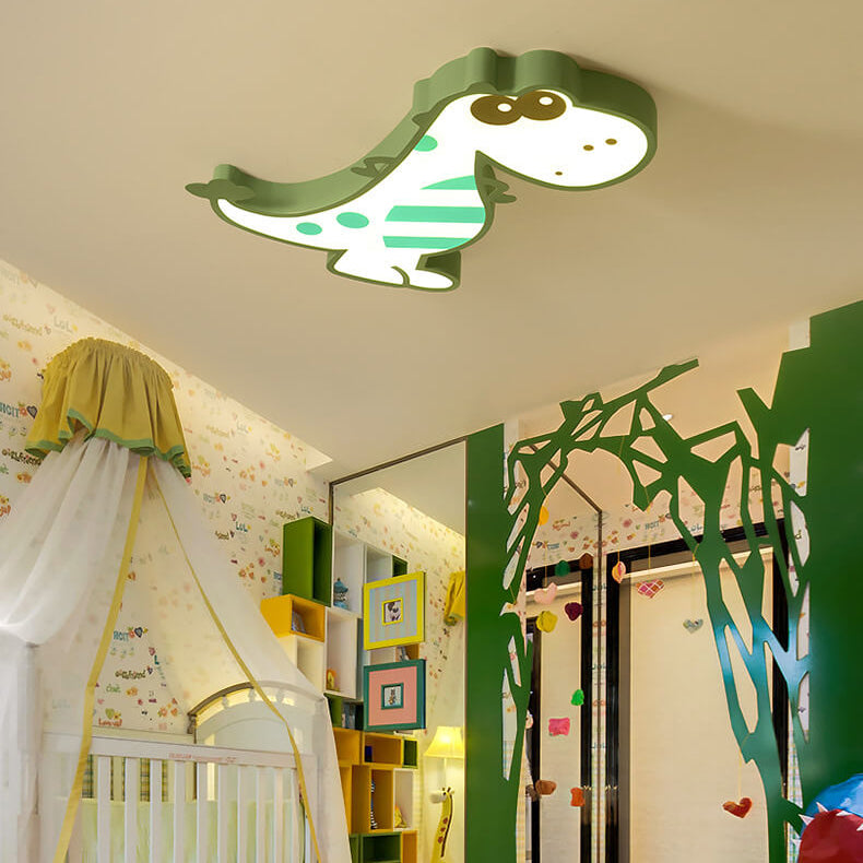 Cartoon Creative Dinosaur LED Flush Mount Ceiling Light for Kids Room, Nursery, Playroom, Unique Children's Lighting, Fun Dinosaur Decorations, Colorful Flush Mount Fixture, Energy-Efficient Ceiling Light, Kid-Friendly Design, Ceiling Lamp for Boys and Gi