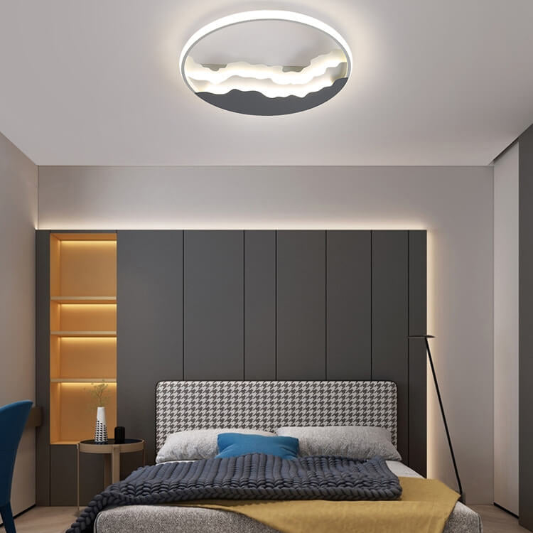 Nordic Sea Wave Round LED Flush Mount Ceiling Light for Modern Interiors