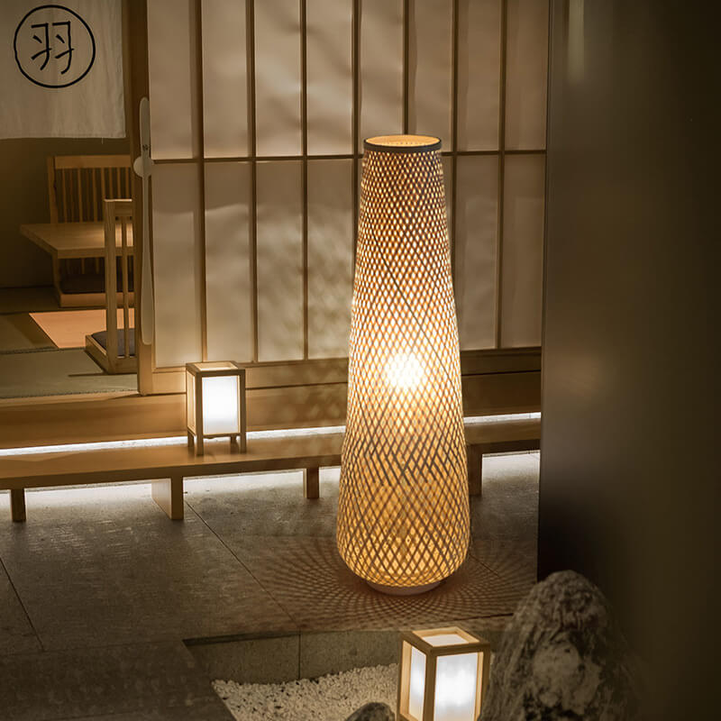 Modern Bamboo Weaving 1-Light LED Floor Lamp - Eco-Friendly Home Lighting