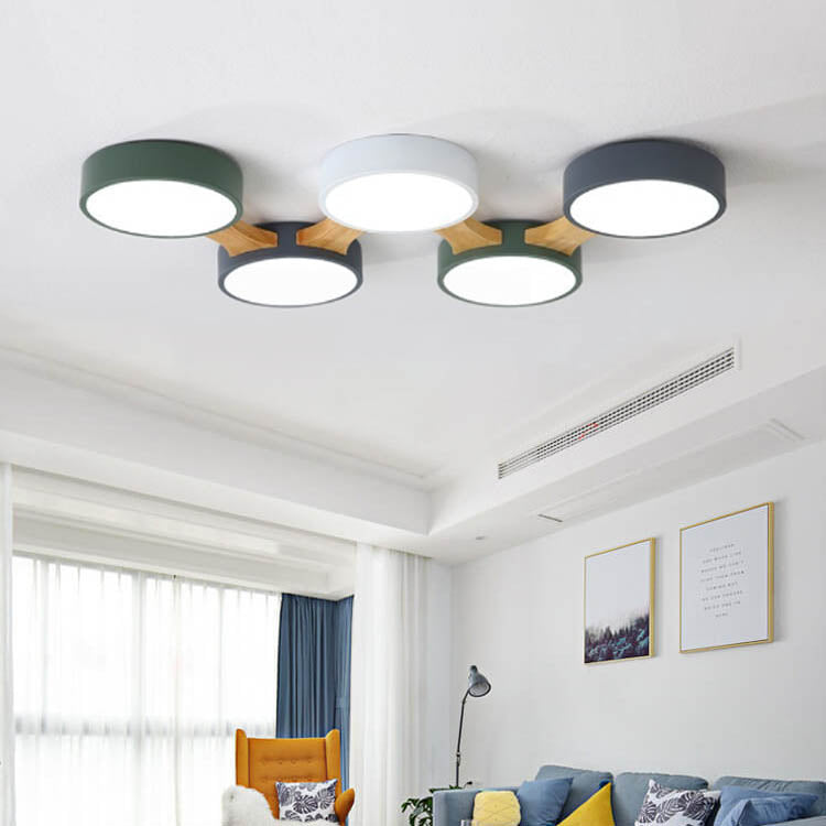 Modern Macaron Circle LED Flush Mount Ceiling Light - 3/4/5/8 Light Options, Stylish LED Fixture for Home Decor, Energy Efficient Ceiling Lighting