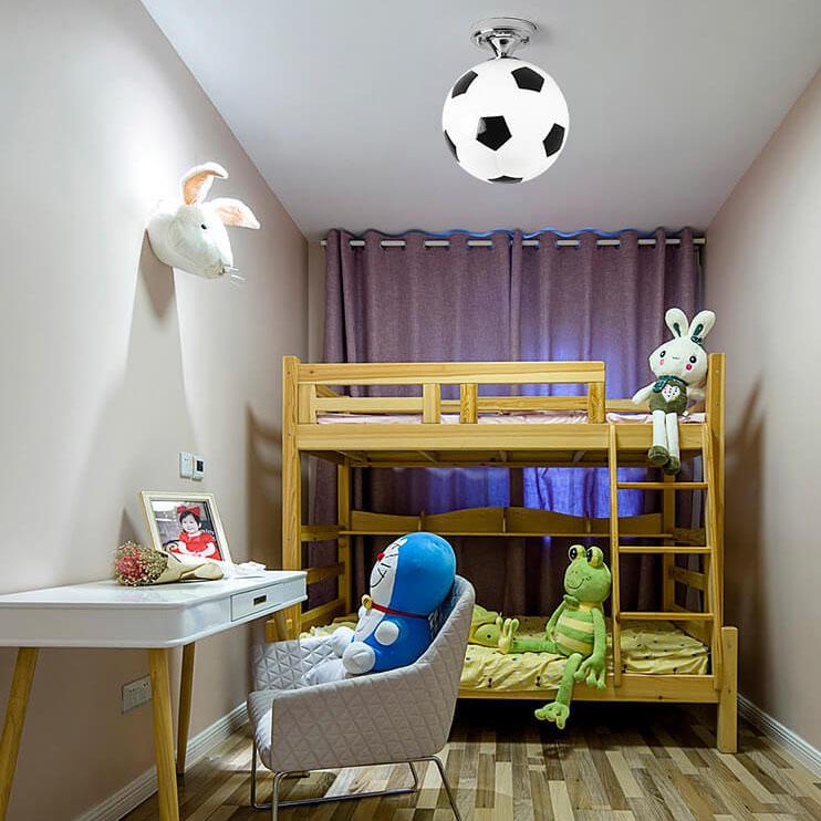 Basketball Soccer Glass Semi-Flush Mount Ceiling Light