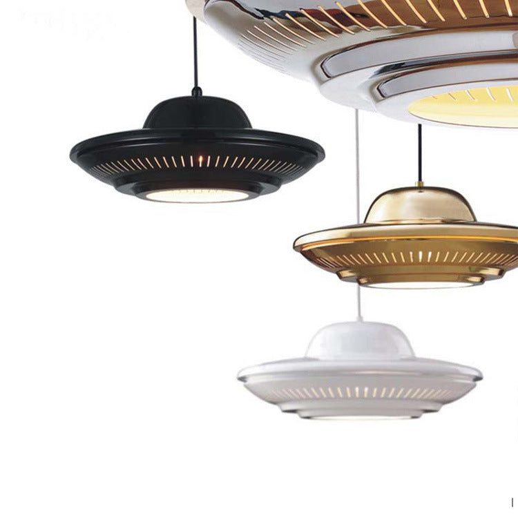 Industrial Vintage Iron Flying Saucer Pendant Light - 1-Light Fixture for Kitchen & Dining Rooms, Retro Metal Hanging Light, Edison Bulb Compatible, Rustic Home Decor