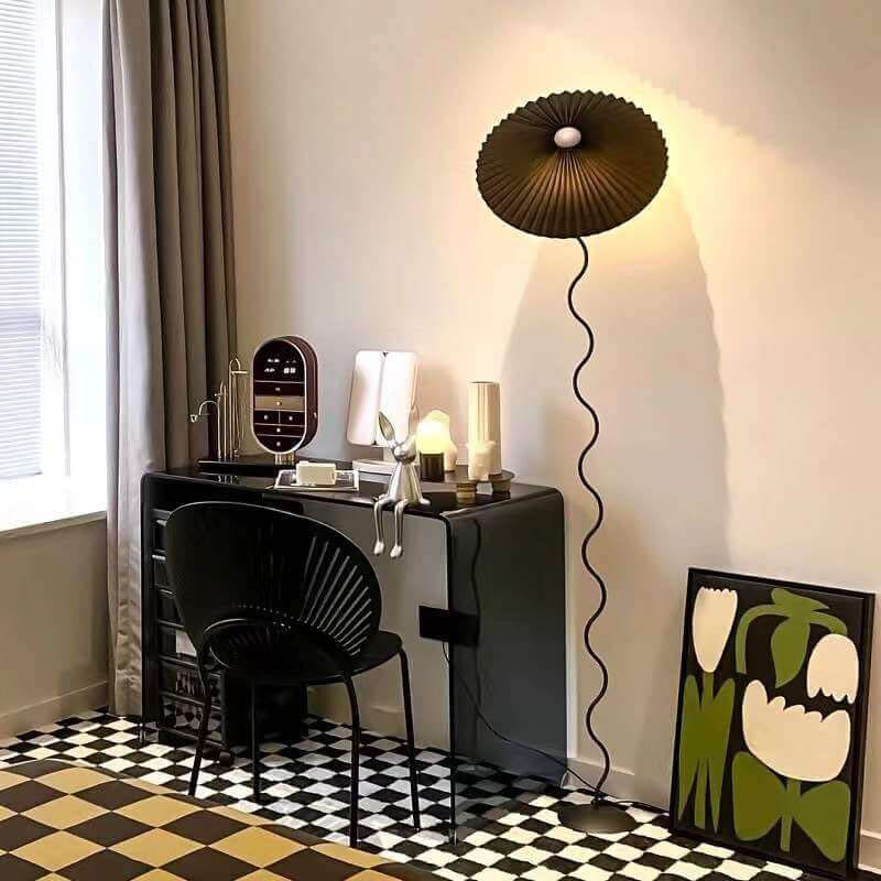 Vintage Fabric Pleated Shade Floor Lamp - 1-Light Standing Light

Illuminate your space with this vintage-inspired standing floor lamp. Featuring a pleated fabric shade, this lamp adds a touch of elegance to any room. Perfect for your living room, bedroom
