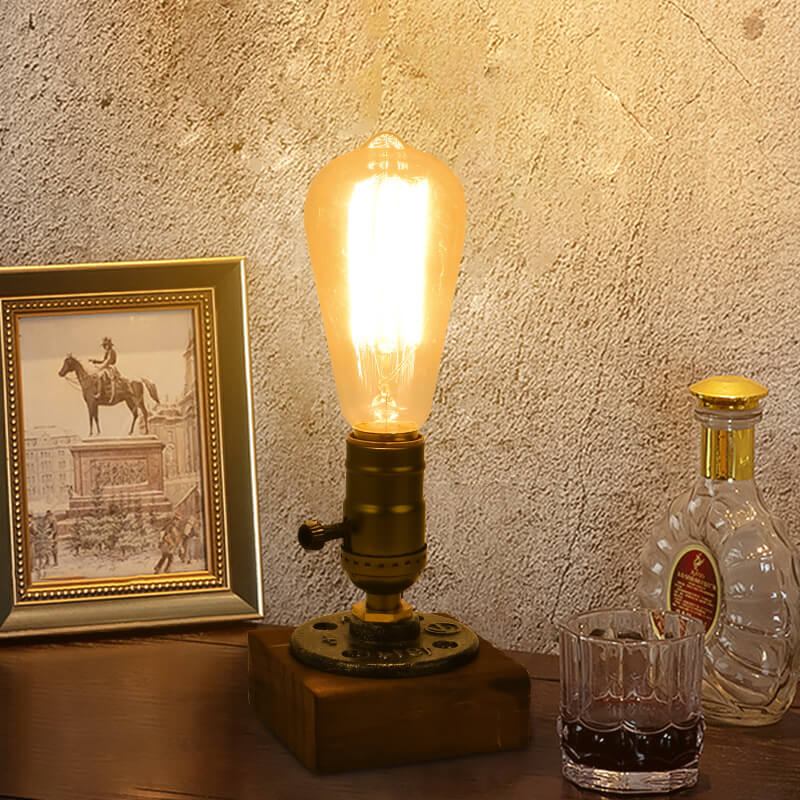 Vintage Industrial Iron Bulb 1-Light Table Lamp, Retro Desk Lamp, Vintage Style Lighting, Industrial Table Lamp, Edison Bulb Lamp, Rustic Home Decor, Workshop Table Light, Steampunk Lamp, Adjustable Height Desk Light, Antique Metal Lamp, Loft Style Lighti
