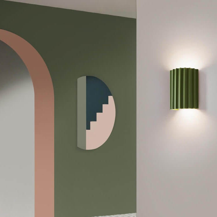 Macaron Resin Striped Half Cylinder Wall Sconce Lamp - 1-Light Decorative Fixture for Home and Office Lighting