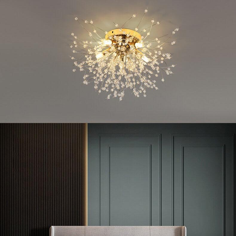 Modern Dandelion Crystal Semi-Flush Mount Ceiling Light 5/6/8 Lights