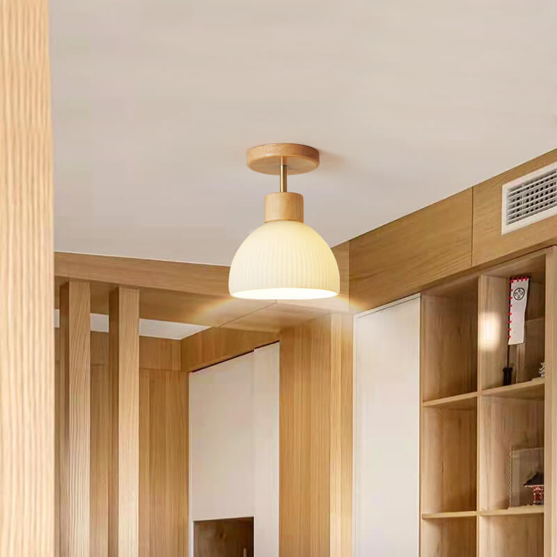 Nordic Glass Half Round 1-Light Semi-Flush Mount Ceiling Light Fixture