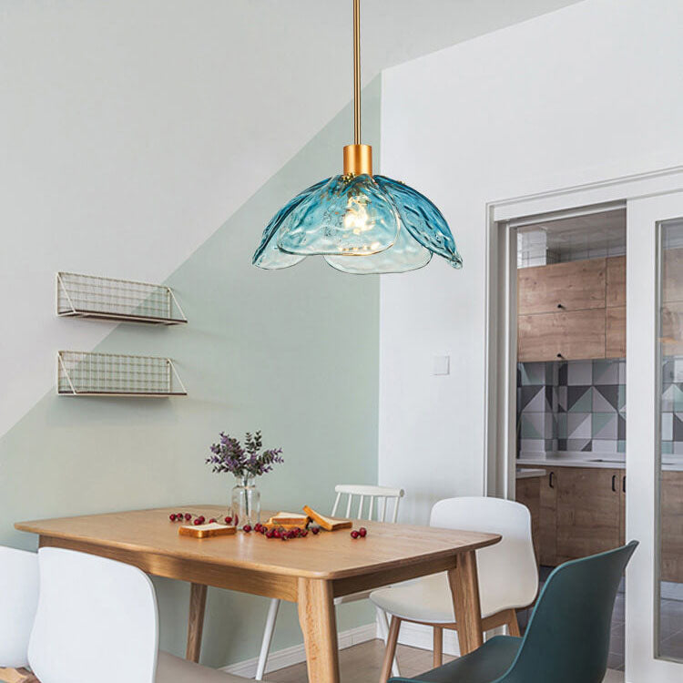 Modern Minimalist Flower Petal Glass Pendant Light - 1-Light Fixture for Living Room