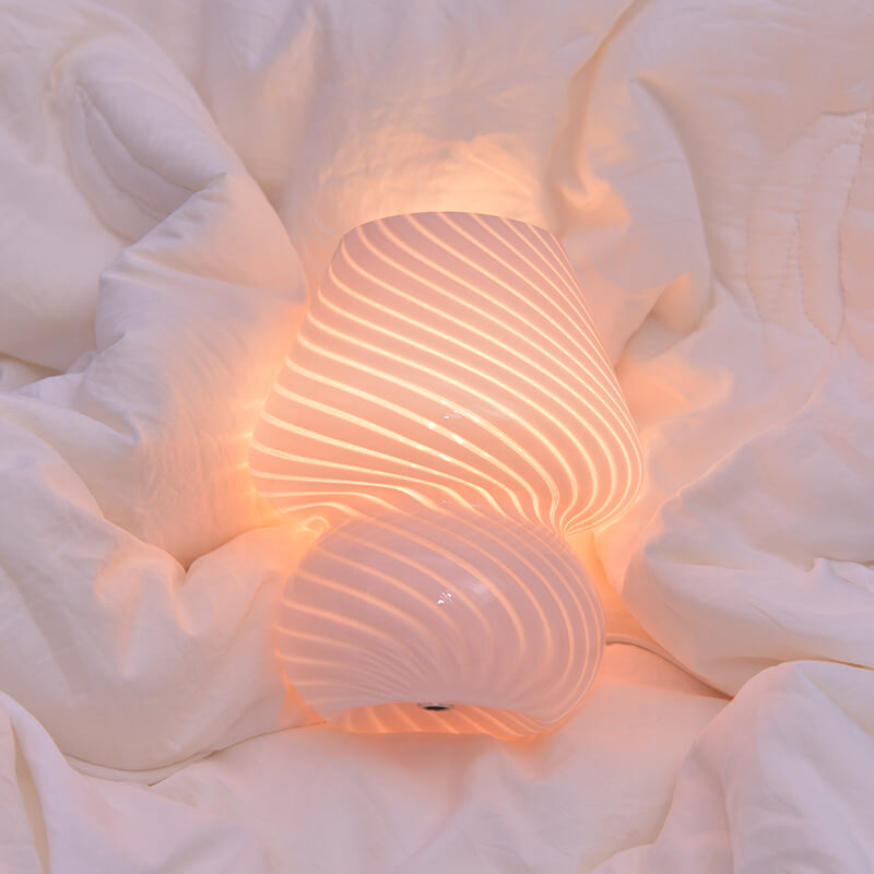 Retro Glass Mushroom LED Night Light Table Lamp
