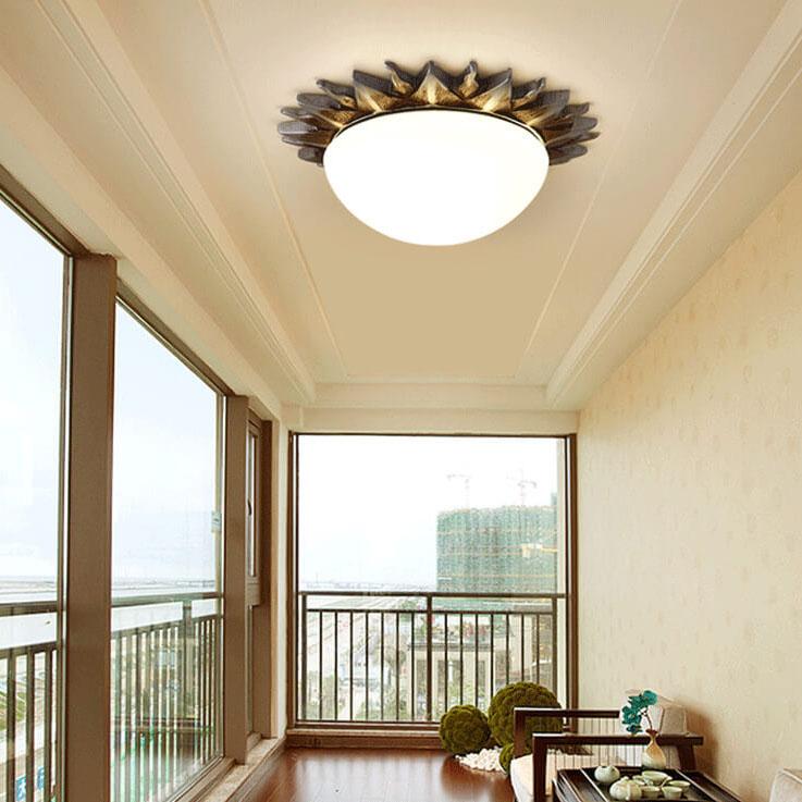 Vintage Glass Sun Bowl Flush Mount Ceiling Light - 1/3-Light Design, Mid-Century Style Lighting, Retro Home Décor, Modern Elegance, Easy Installation, Warm Ambiance.