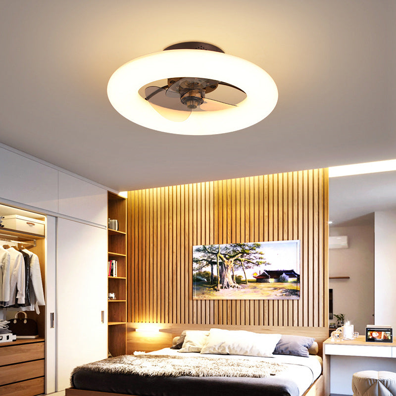 Modern Creative Circle LED Semi-Flush Mount Ceiling Fan Light - Stylish Home Lighting & Energy-Efficient Ceiling Fixture