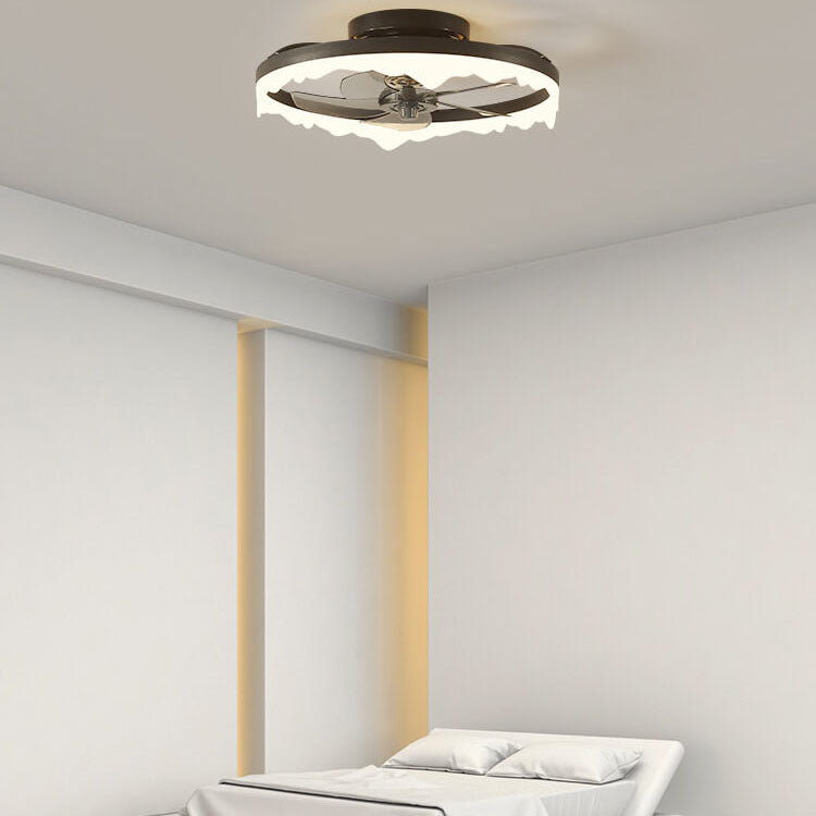 Minimalist Round Acrylic LED Semi-Flush Mount Ceiling Fan Light