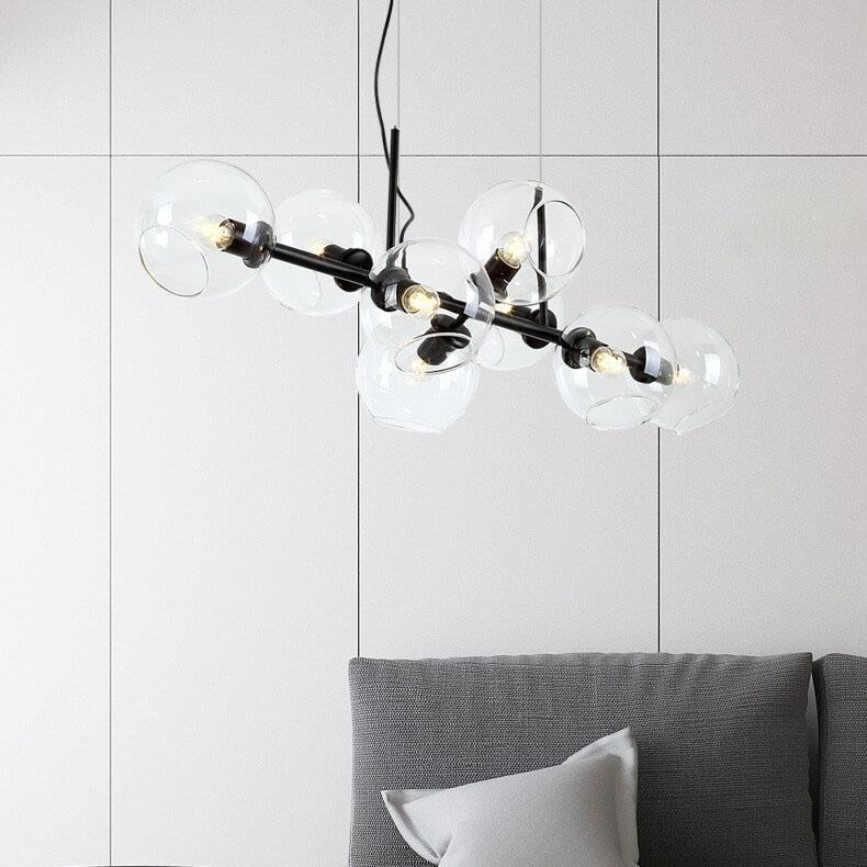 Modern Glass Magic Bean 8-Light LED Chandelier - Contemporary Lighting, Elegant Home Decor, Sleek Design, Energy-Efficient, Bright Illumination, Unique Pendant Fixture, Dining Room & Living Space Lighting