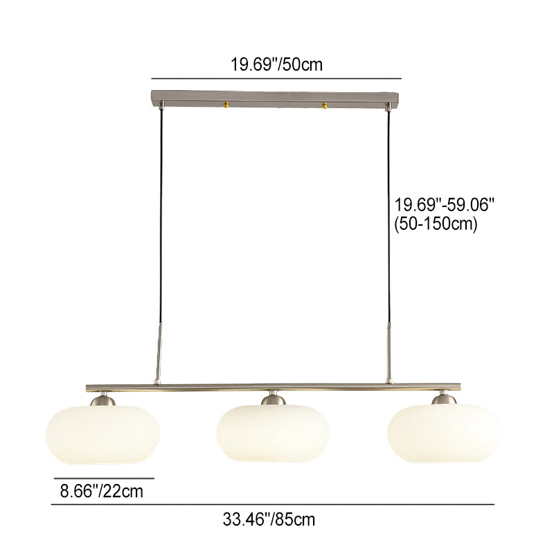 Light Luxury Persimmon Milk White 3-Light Chandelier for Kitchen Island