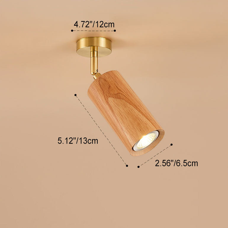 Modern Minimalist Walnut Wood LED Semi-Flush Mount Ceiling Light for Living Room