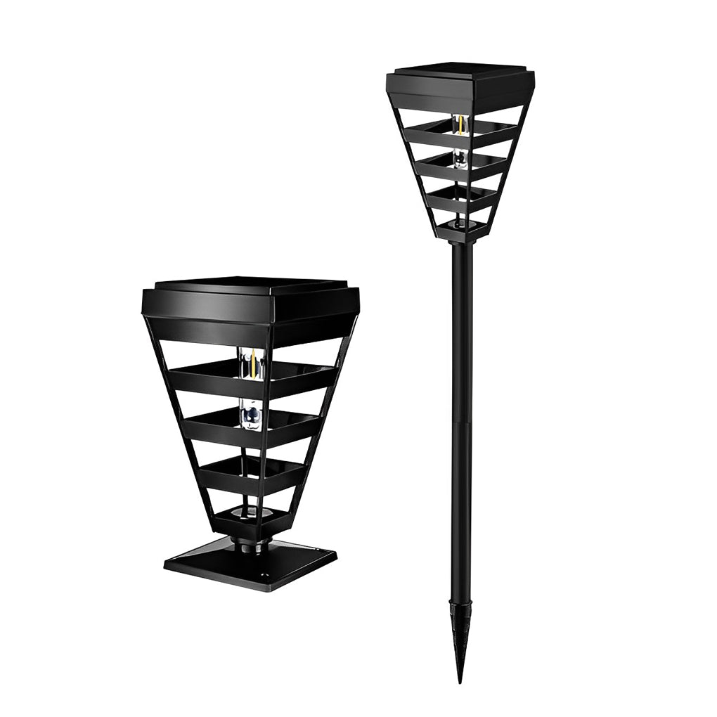 Smart Solar Black Outdoor Post Light - Weatherproof LED Lawn Lamp with Intelligent Light Control