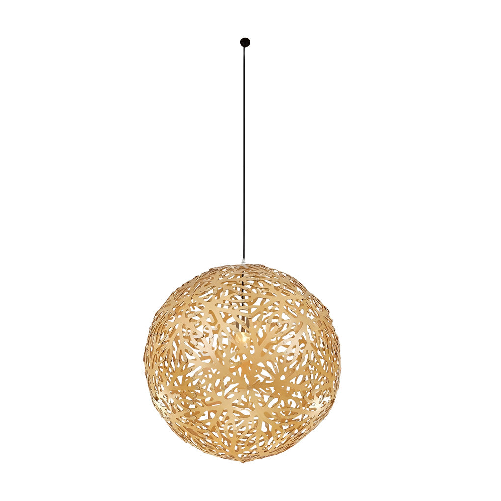 Handmade Basswood Hollowed Ball Chandelier - Modern LED Shade Lighting