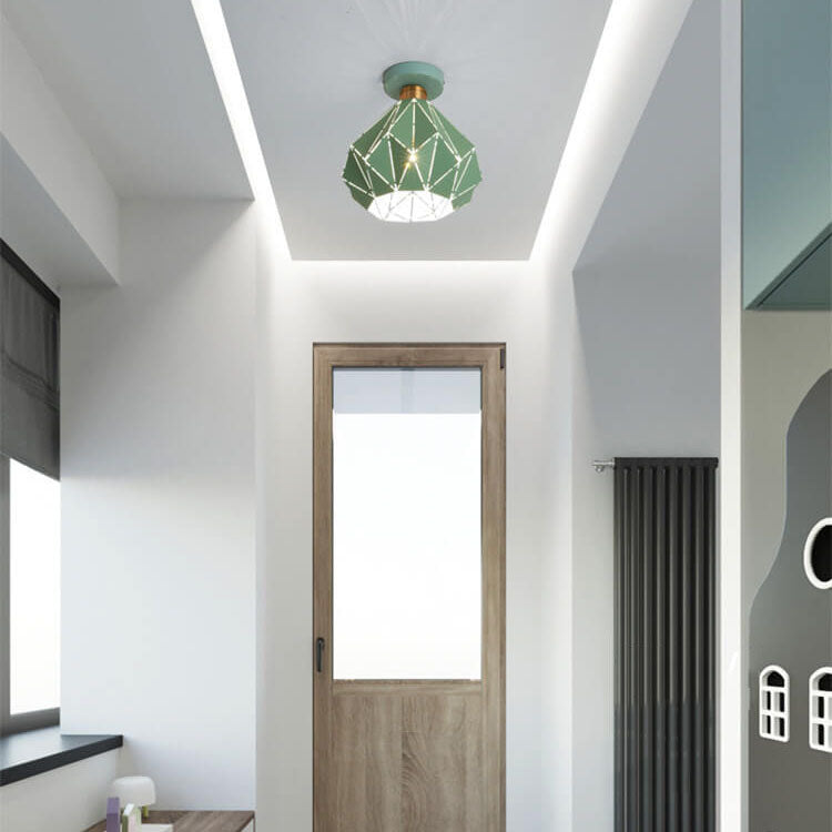 Modern Macaron 1-Light Diamond Dome Semi-Flush Mount Ceiling Light