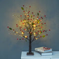 Red Fruits Pine Tree LED Table Lamp - Small Battery-Powered Decoration