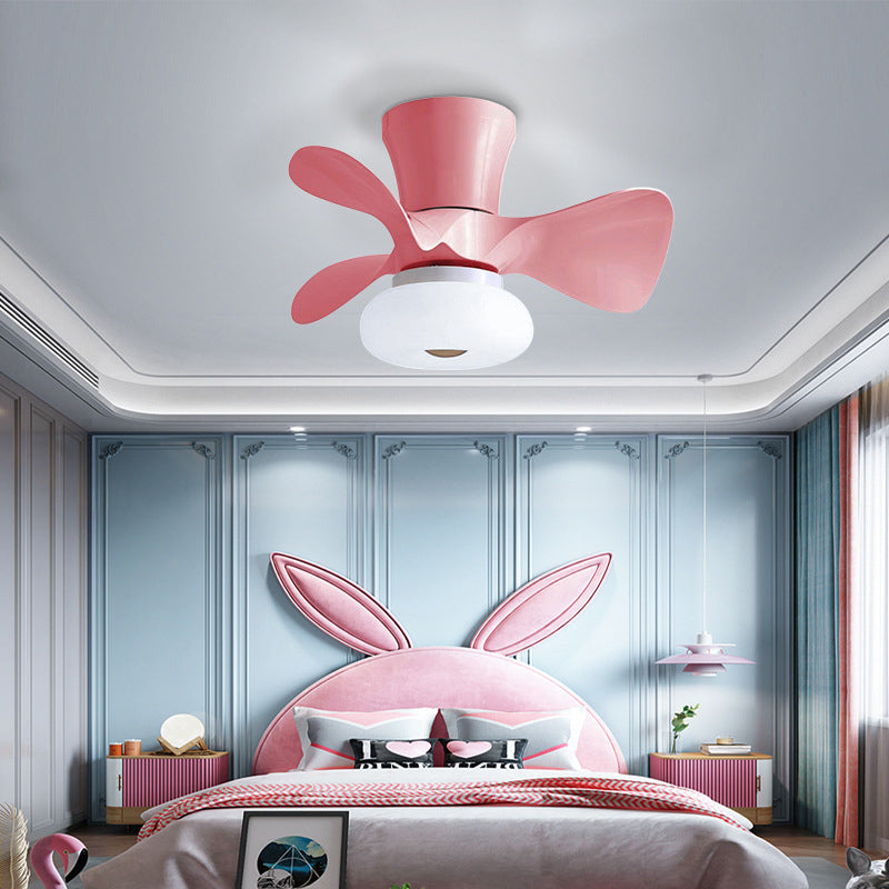 Contemporary Nordic Macaron ABS Metal LED Ceiling Fan Light for Living Room