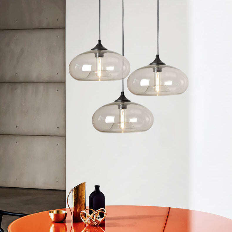 Colored Glass Oval 1-Light Pendant – Modern Lighting Fixture, Decorative Hang Light, Home Interior Design, Bohemian Style Decor
