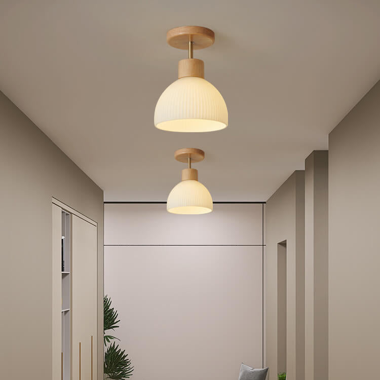 Nordic Glass Half Round 1-Light Semi-Flush Mount Ceiling Light Fixture