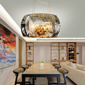 Modern Glass Shade Crystal 6-Light Chandelier - Elegant Lighting Fixture for Dining Room and Living Space