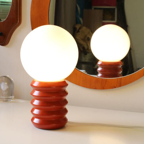 Vintage Orange Solid Glass 1-Light Table Lamp, Mid-Century Modern Lighting, Retro Home Decor, Warm Ambient Light for Living Room, Unique Desk Lamp, Artisanal Glass Table Lamp, Stylish Nightstand Light, Vintage-Inspired Lighting, Handcrafted Glass Lampshad