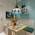 Traditional Tiffany Stained Glass Pendant Light for Living Room, Round 1-Light Iron Dome Shade