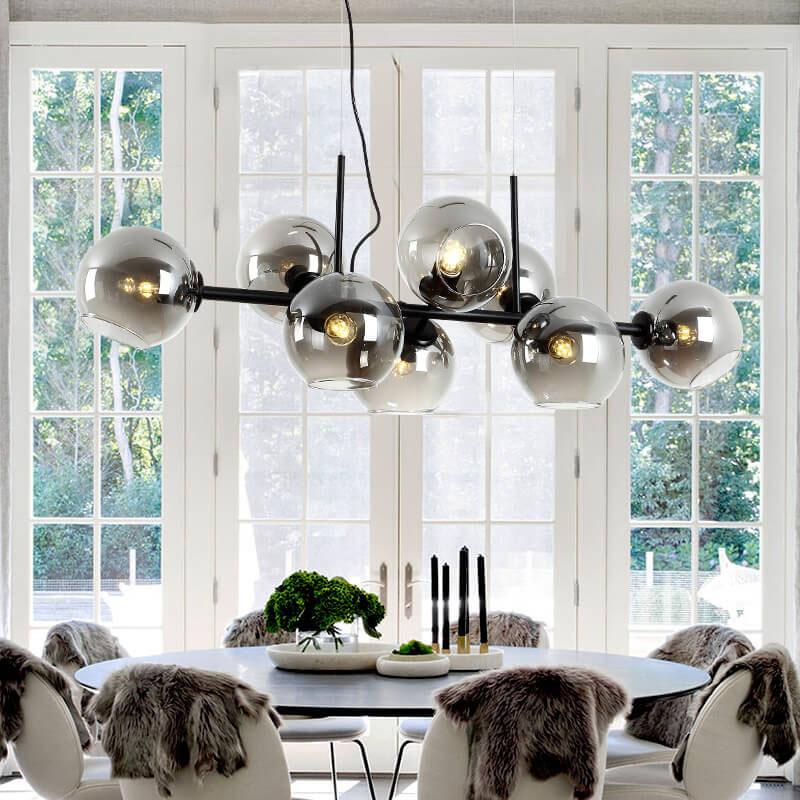 Modern Glass Magic Bean 8-Light LED Chandelier - Contemporary Lighting, Elegant Home Decor, Sleek Design, Energy-Efficient, Bright Illumination, Unique Pendant Fixture, Dining Room & Living Space Lighting
