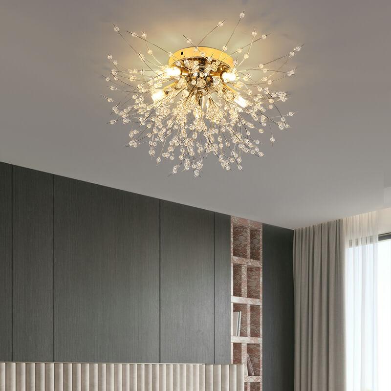 Modern Dandelion Crystal Semi-Flush Mount Ceiling Light 5/6/8 Lights