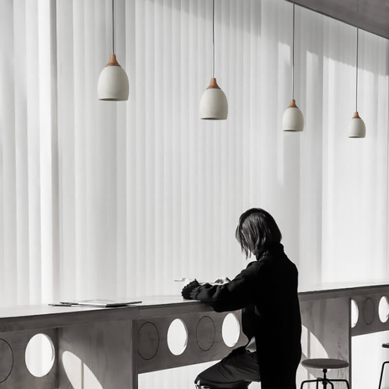 Minimalist Cement Dome Pendant Light - 1-Light Industrial Ceiling Fixture