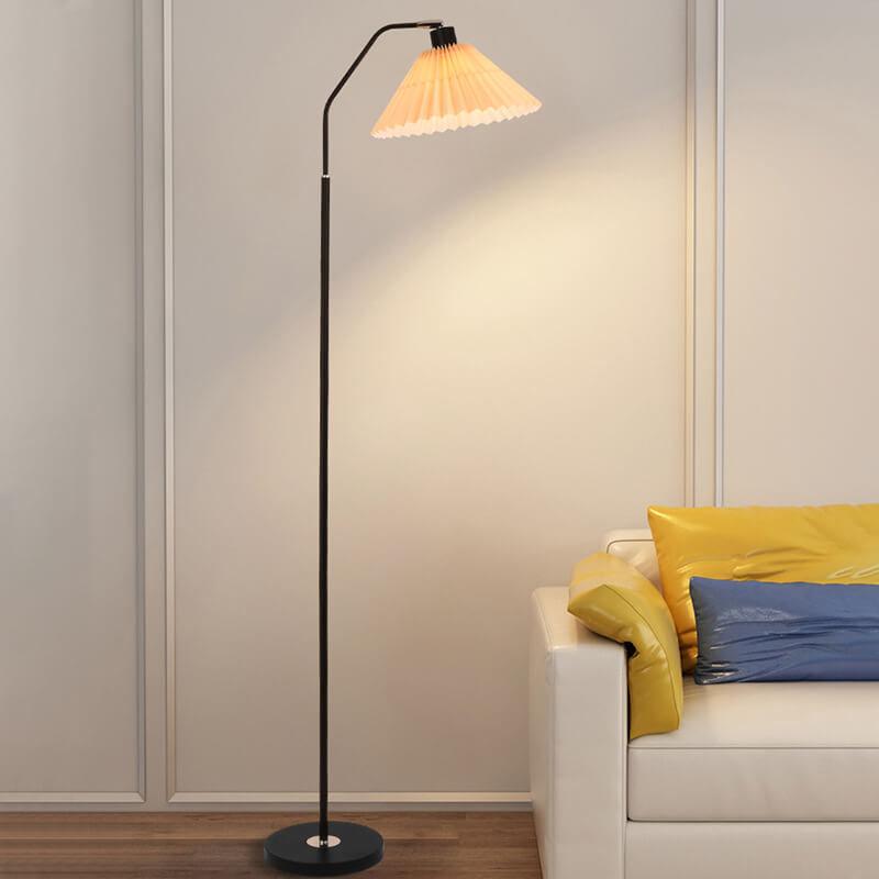 Minimalist Pleated Shade 1-Light Floor Lamp - Modern Standing Light for Living Room & Bedroom
