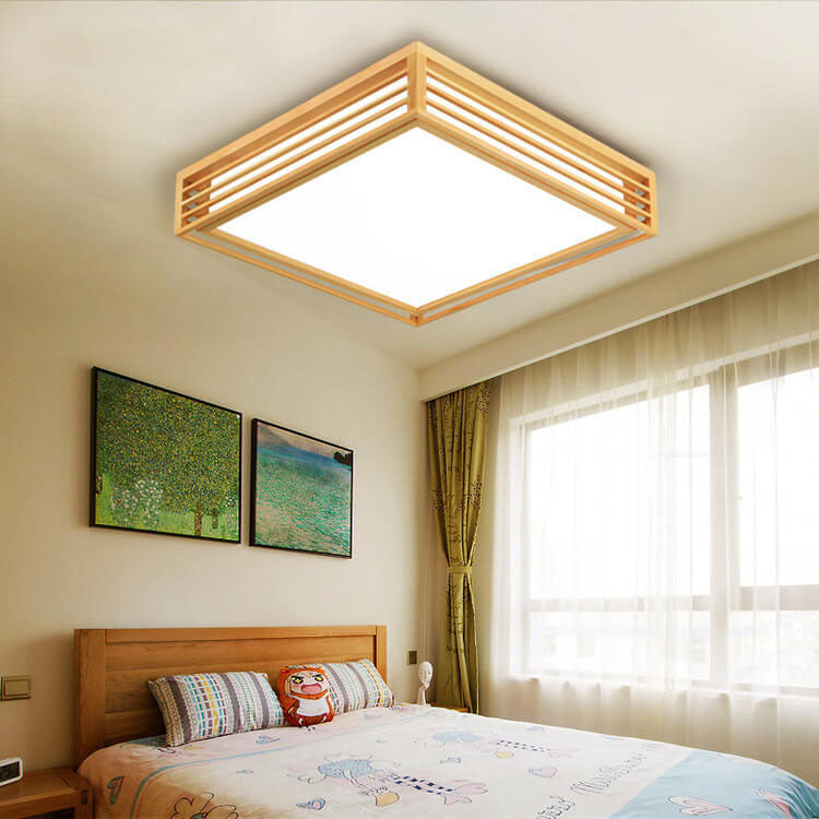 Nordic Solid Wood Square LED Tatami Ceiling Light