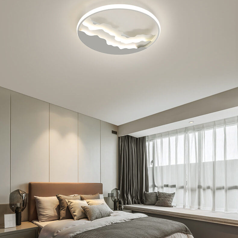 Nordic Sea Wave Round LED Flush Mount Ceiling Light for Modern Interiors