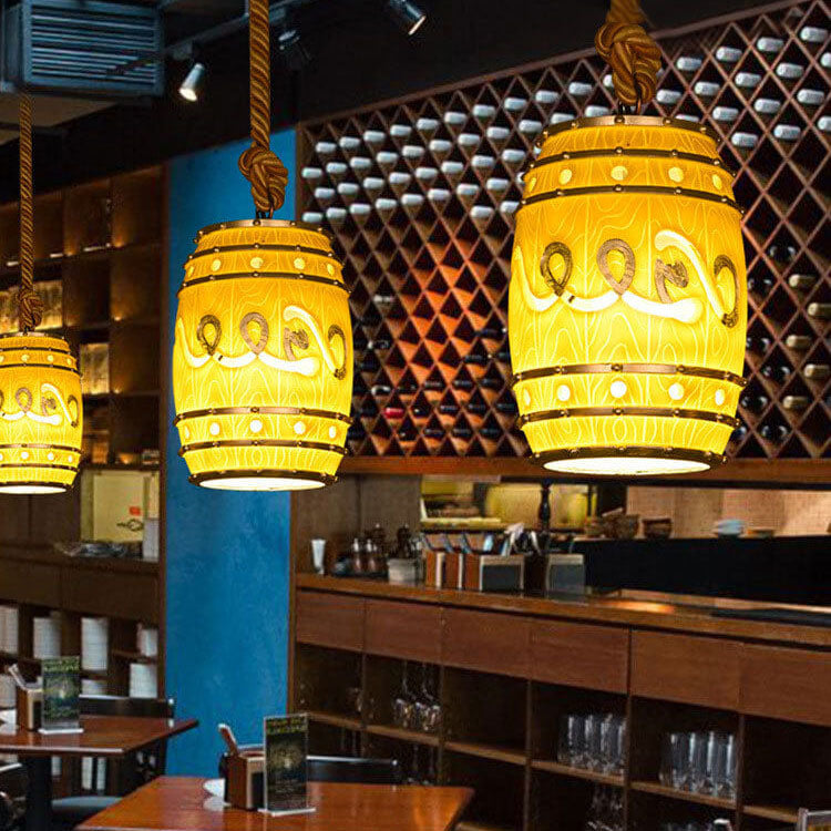 Vintage Wine Barrel Resin 1-Light Pendant Light Fixture